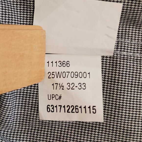 Chaps Men’s Black White Check Classic Fit Button Down Shirt Size 17.5 32/33 NWT - Picture 10 of 16